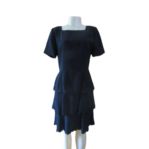 Gazzelle Ciampi For Magali Dresses & Skirts - Gazzelle Ciampi For Magali Vintage Black Ruffle Dress Size 8